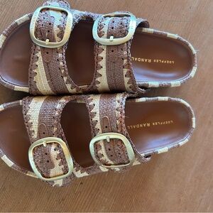 Loeffler Randall Brown and Cream Sandals